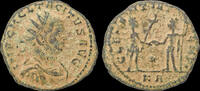 Roman AE antoninianus Tacitus AE antoninianus emperor receiving globe from Jupiter -