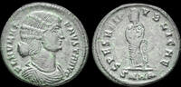 Roman follis Fausta ,Augusta AE follis Fausta standing facing -