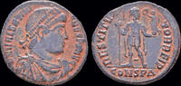 Roman AE3 Valentinian I AE3 emperor standing facing -