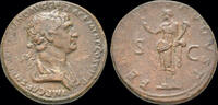 Roman dupondius Trajan AE Dupondius Felicitas standing left -