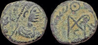 Roman AE nummus Marcian AE nummus monogram in wreath -
