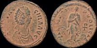 Roman AE follis Aelia Flaccilla, Augusta AE follis empress standing facing -
