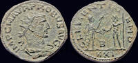 Roman antoninianus Probus AE antoninianus emperor receiving globe from Jupiter -