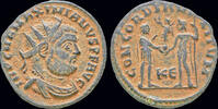Roman radiate Maximianus Herculius AE radiate Jupiter presents Victory on globe -