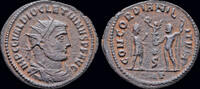 Roman radiate Diocletian AE radiate emperor standing right -