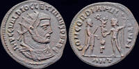 Roman radiate Diocletian AE radiate emperor standing right -