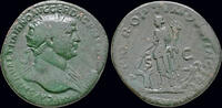 Roman dupondius Trajan AE dupondius Abundantia standing left -