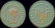 Roman antoninianus Numerian AE antoninianus emperor receiving Victory on globe from Jupiter -
