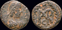 Roman AE nummus Marcian AE nummus monogram in wreath -