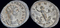 Roman antoninianus Aurelian silvered antoninianus Sol and two captives -