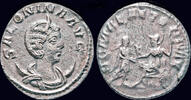 Roman antoninianus Salonina AE antoninianus Gallienus receiving Victory from Roma -