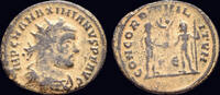 Roman radiate Maximianus Herculius AE radiate Jupiter presents Victory on globe -