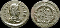 Roman AE4 Theodosius I AE4 legend in four lines -