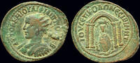 Mesopotamia AE28 Mesopotamia Nisibis Philip II AE25 Tyche seated in tetrastyle temple -