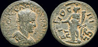 Pisidia AE21 Pisidia Antiochia Volusian AE21 Tyche standing left -