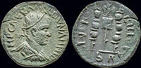 Pisidia AE21 Pisidia Antioch Volusian AE21 legionary eagle between two standards -