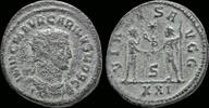 Roman antoninianus Carinus AE antoninianus Carinus receiving Victory on globe from Carus -