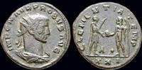 Roman AE antoninianus Probus AE antoninianus emperor receiving Victory on globe from Jupiter -