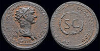Roman AE As Trajan AE As S C in wreath-Rare! -