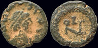 Roman AE nummus Zeno AE nummus monogram within wreath -