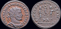 Roman radiatus Maximianus Herculius AE radiatus Jupiter presents Victory on globe -