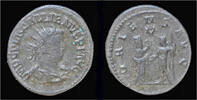 Roman antoninianus Gallienus AR antoninianus Tyche presenting wreath to emperor -