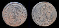 centenionalis 307-337AD Roman Constantine I bronze centenionalis Victory left on prow EF