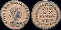 Roman AE4 Valentinian II AE4 text in four lines -
