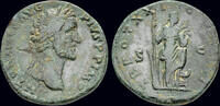 Roman sestertius Antoninus Pius AE sestertius Annona standing right -