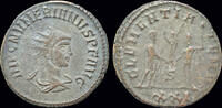 Roman antoninianus Numerian AE antoninianus emperor receiving Victory on globe from Jupiter -