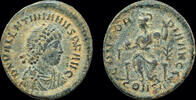 Roman AE follis Valentinian II AE follis Roma seated on throne -