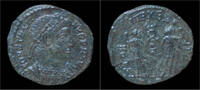 Roman follies Constantine I AE follies two soldiers flanking one standard -