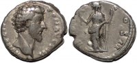Roman denarius Marcus Aurelius AR denarius Felicitas leaning on column