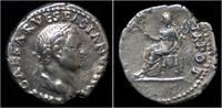 Roman denarius Vespasian AR denarius Pax sitting left