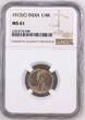 British India KGV 1913 (C) 1/4 Rupee NGC MS-61