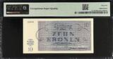 Czechoslovakia Theresienstadt Ghetto 10 Kronen 1943 Sr# A009 GEM UNC PMG 66 EPQ