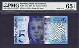 Bank of Scotland 2007 £5 FIRST Prefix Solid Serial AA 111111 GEM UNC PMG 65 EPQ