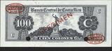 Costa Rica 100 Colones SPECIMEN 1961-66 Series-B Pick-233s Crisp UNC