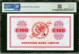 Ireland Northern 100 Pounds SPECIMEN 1978 Pick-192ds SUPERB GEM UNC PMG 67 EPQ
