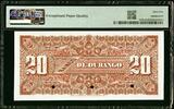 Mexico Banco de Durango 20 Pesos 1891-1914 SPECIMEN P-S275s2 GEM UNC PMG 65 EPQ