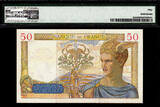 50 Francs 1940 France  Pick-85b About UNC PMG 50 Rare