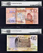 UK (Great Britain) 50 Rupees Scotland £10 & Seychelles  MATCHING Low Sr AD 000008 GEM UNC PMG 66 EPQ