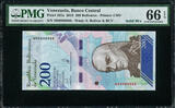 200 Bolivares 2018 Venezuela  SOLID Serial 88888888 Pick-107a GEM UNC PMG 66 EPQ