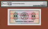 1 Pound 1970 Ireland, Northern Bank Ltd  SPECIMEN Pick-187s Gem UNC PMG 65 EPQ