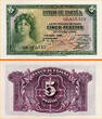1935 Spain 10 Consecutive 5 Peasta Pick-85 Gem UNC unz
