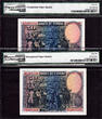 50 Pesetas 1928 Spain 2 Consecutive  Pick-75b GEM UNC PMG 66 EPQ