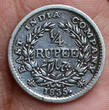 1/4 Rupee 1835 British India William  "F" Incuse Rare