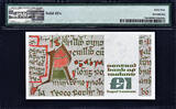 Pound 1986 Ireland One  SOLID Serial 222222 Pick-70c PMG 64