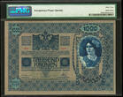 1000 Kronen 1902 Austria  Red Overprint (ND-1919) Pick-59 CH UNC PMG 63 EPQ