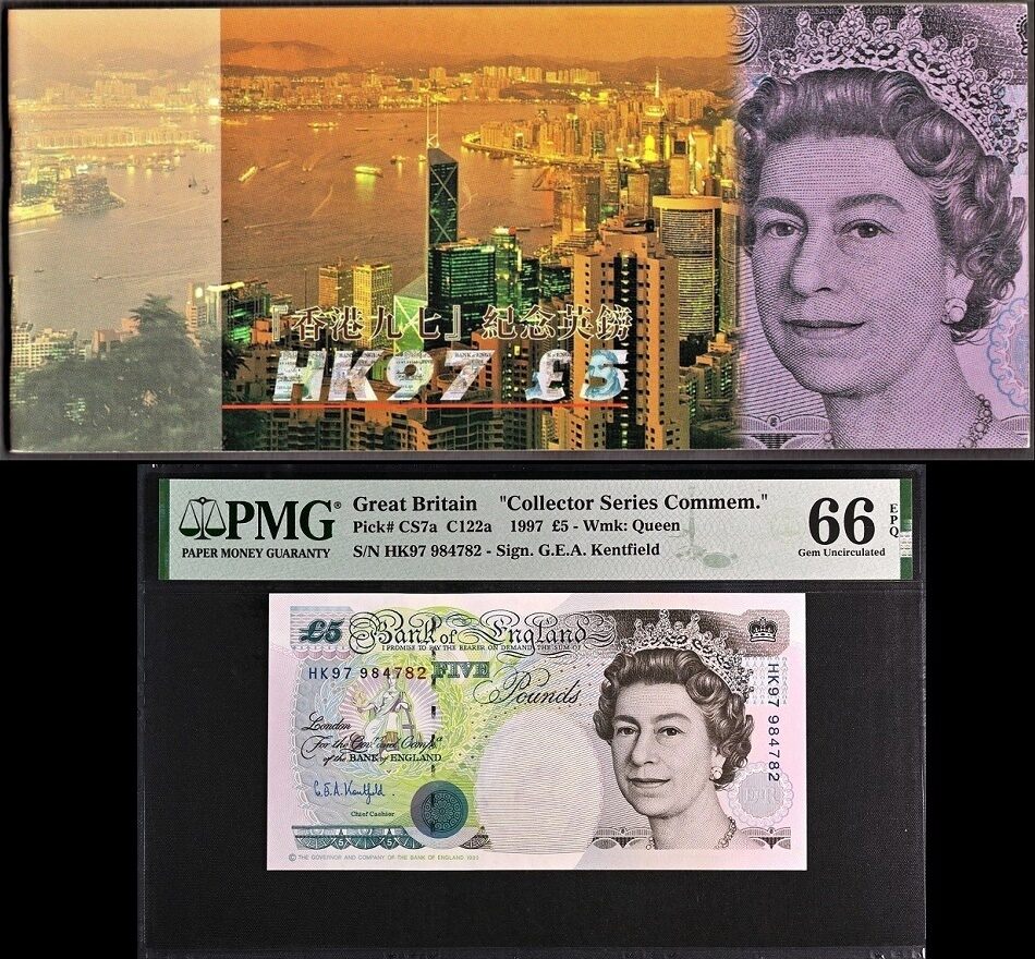 U K England 1997 Hong Kong COMMEMORATIVE 5 Pounds HK 97 W Folder GEM u-k-england-1997-hong-kong-commemorative-5-pounds-hk-97-w-folder-gem